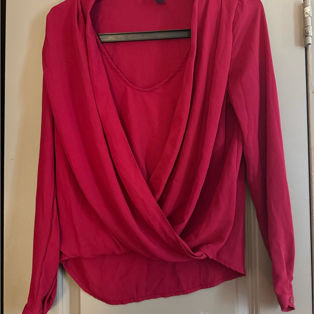 Forever 21 Vibrant Pink Drape Blouse